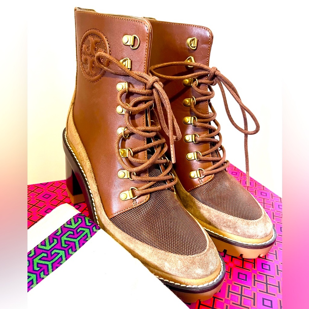 Tory Burch Miller 95mm Lug Sole Lace-Up Booties